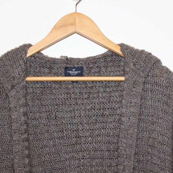 American Eagle Outfitters Brown Long  Open Front Cardigan Sweater Women's Size M - Picture 6 of 12